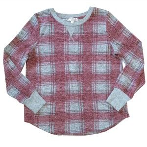 Pink Rose soft & fuzzy plaid top